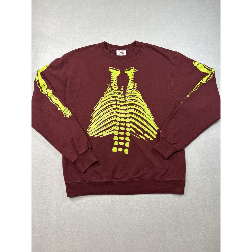 Stray Rats x Champion ECO Skeleton Bones Crewneck Sweatshirt Maroon Medium SR